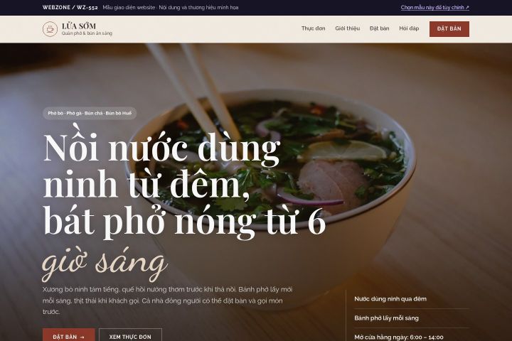 Mẫu giao diện quán phở & bún WZ-552