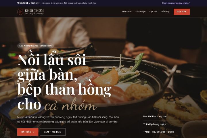 Mẫu giao diện nhà hàng lẩu nướng WZ-557