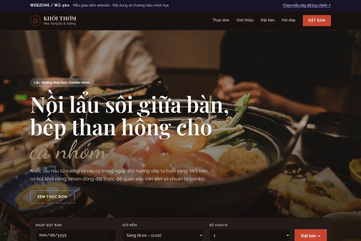 Mẫu giao diện nhà hàng lẩu nướng WZ-560