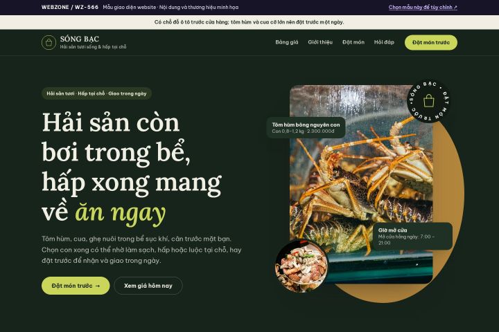 Mẫu giao diện hải sản tươi sống WZ-566