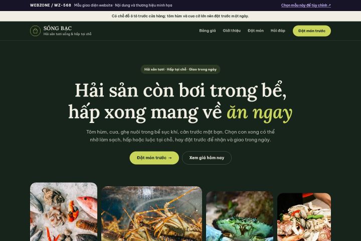 Mẫu giao diện hải sản tươi sống WZ-568