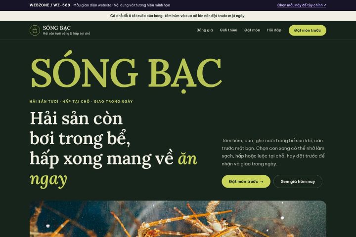 Mẫu giao diện hải sản tươi sống WZ-569