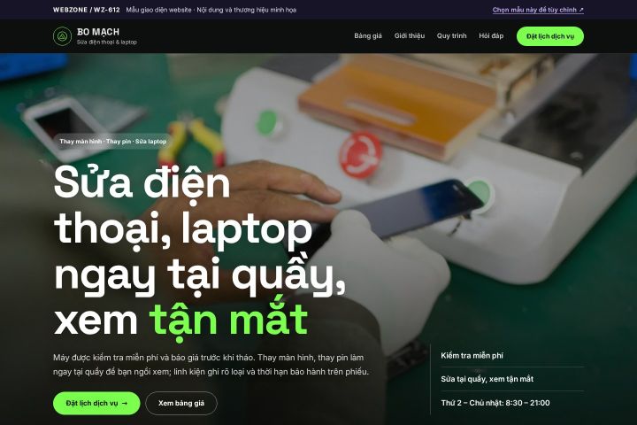 Mẫu giao diện sửa điện thoại & laptop WZ-612