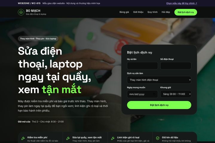Mẫu giao diện sửa điện thoại & laptop WZ-615