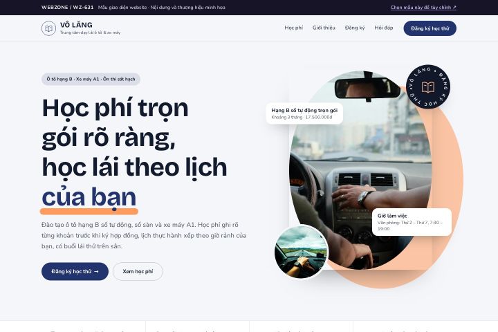 Mẫu giao diện trung tâm dạy lái xe WZ-631