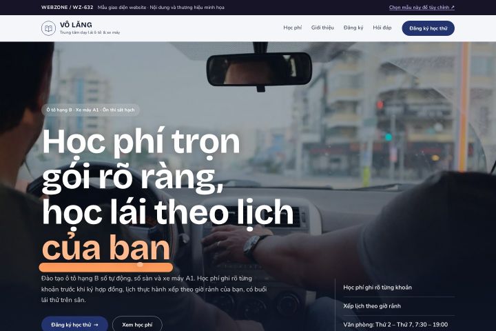 Mẫu giao diện trung tâm dạy lái xe WZ-632