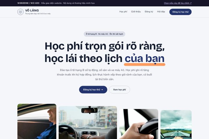 Mẫu giao diện trung tâm dạy lái xe WZ-633