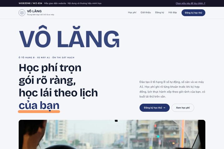 Mẫu giao diện trung tâm dạy lái xe WZ-634