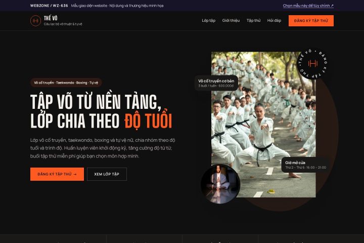Mẫu giao diện câu lạc bộ võ thuật WZ-636