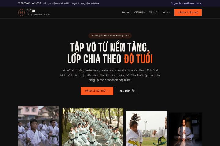 Mẫu giao diện câu lạc bộ võ thuật WZ-638