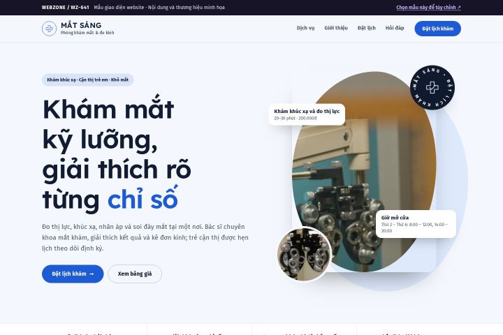 Mẫu giao diện phòng khám mắt WZ-641
