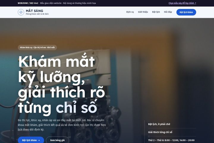 Mẫu giao diện phòng khám mắt WZ-642