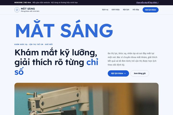 Mẫu giao diện phòng khám mắt WZ-644