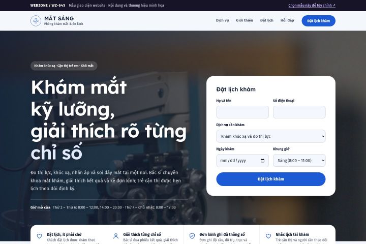 Mẫu giao diện phòng khám mắt WZ-645