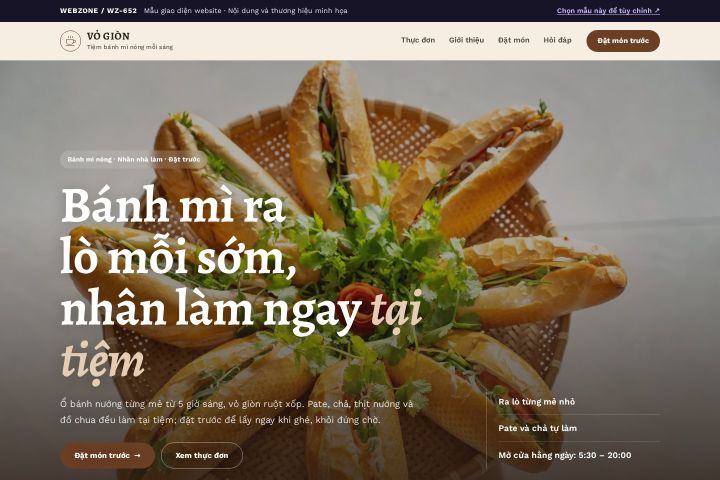 Mẫu giao diện tiệm bánh mì WZ-652