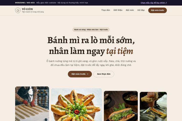Mẫu giao diện tiệm bánh mì WZ-653