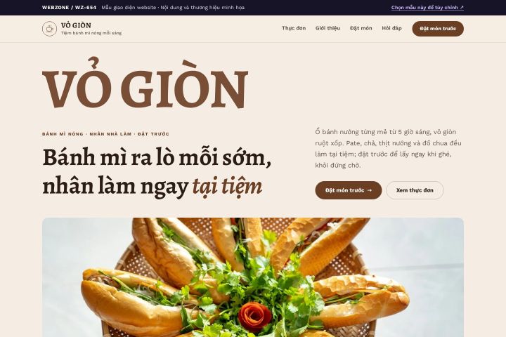Mẫu giao diện tiệm bánh mì WZ-654