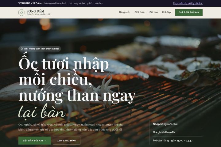 Mẫu giao diện quán ốc & hải sản bình dân WZ-657