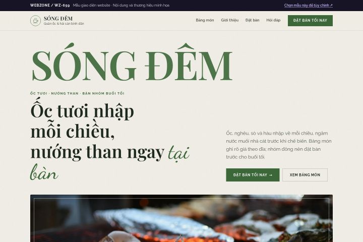 Mẫu giao diện quán ốc & hải sản bình dân WZ-659