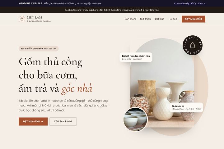 Mẫu giao diện cửa hàng gốm sứ WZ-666