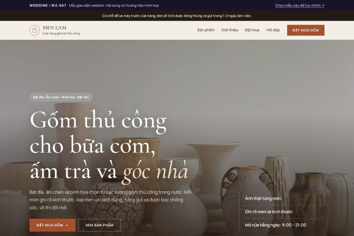 Mẫu giao diện cửa hàng gốm sứ WZ-667