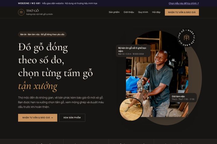 Mẫu giao diện xưởng mộc nội thất WZ-681