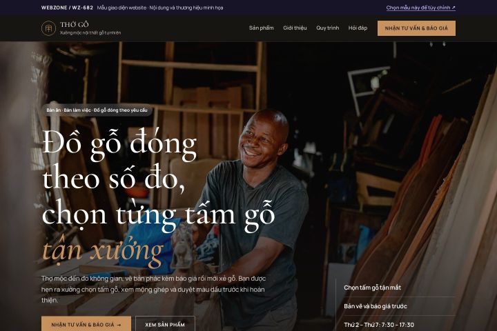 Mẫu giao diện xưởng mộc nội thất WZ-682