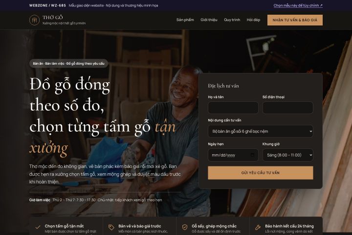 Mẫu giao diện xưởng mộc nội thất WZ-685