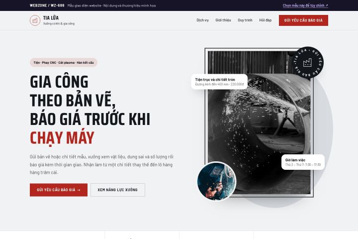 Mẫu giao diện xưởng cơ khí & gia công WZ-686