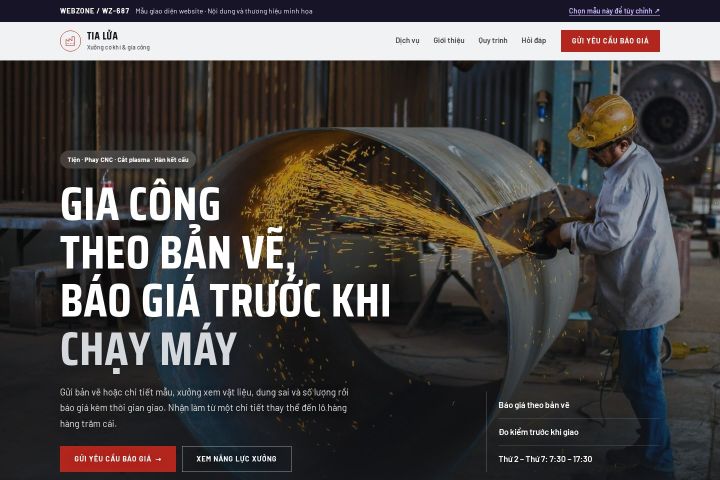 Mẫu giao diện xưởng cơ khí & gia công WZ-687