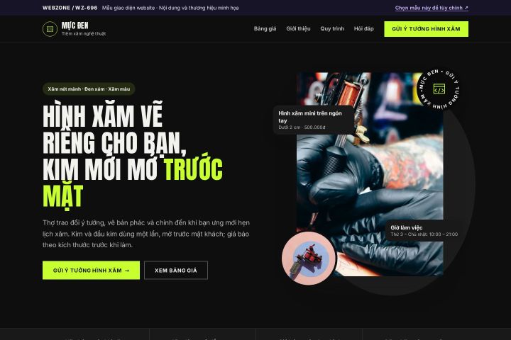 Mẫu giao diện tiệm xăm nghệ thuật WZ-696
