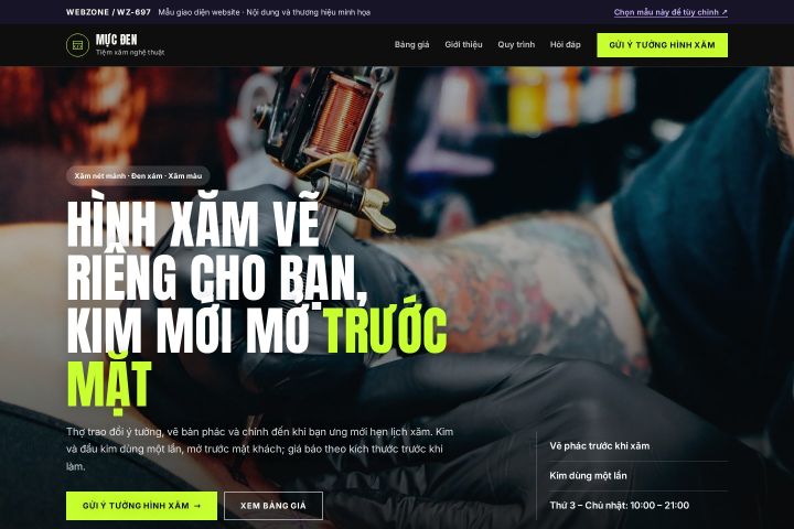 Mẫu giao diện tiệm xăm nghệ thuật WZ-697