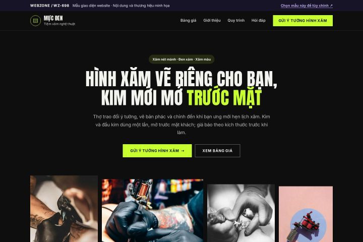 Mẫu giao diện tiệm xăm nghệ thuật WZ-698