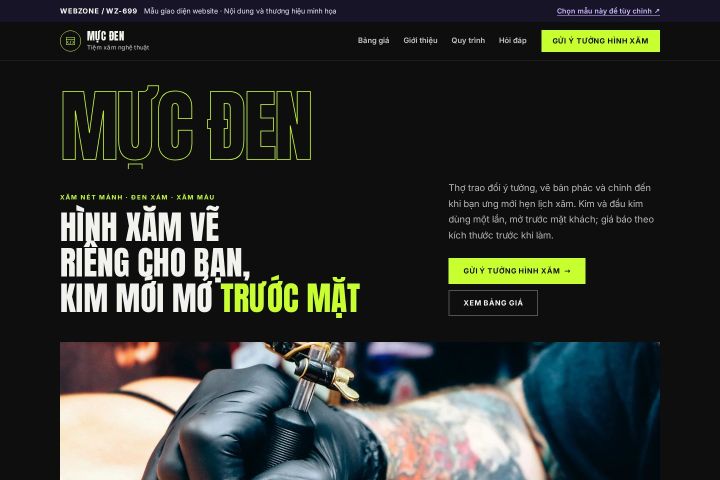 Mẫu giao diện tiệm xăm nghệ thuật WZ-699