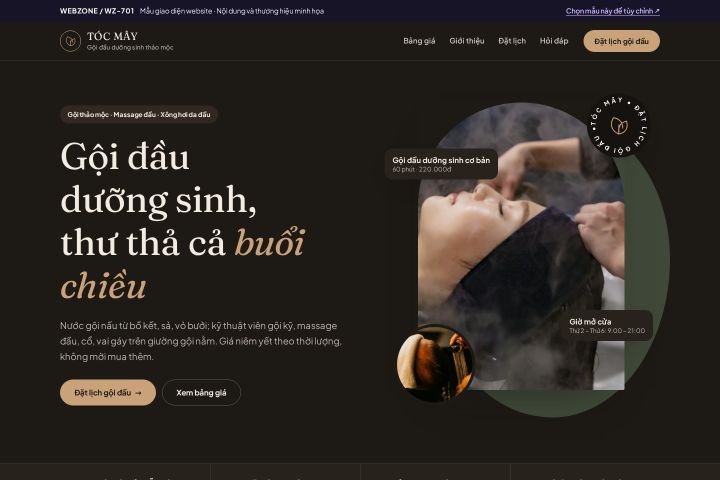 Mẫu giao diện gội đầu dưỡng sinh WZ-701