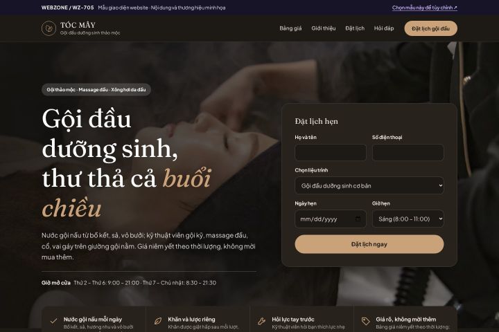 Mẫu giao diện gội đầu dưỡng sinh WZ-705