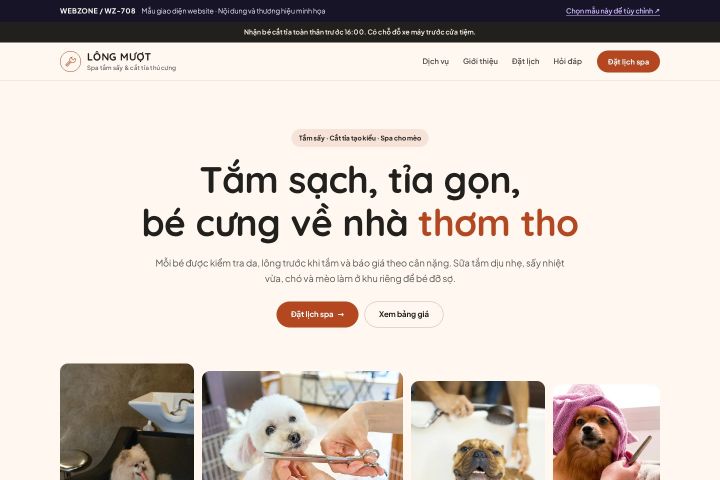 Mẫu giao diện spa & cắt tỉa thú cưng WZ-708