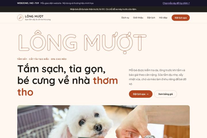 Mẫu giao diện spa & cắt tỉa thú cưng WZ-709