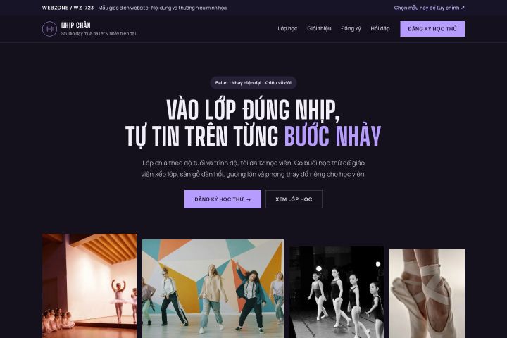 Mẫu giao diện studio dạy múa & nhảy WZ-723