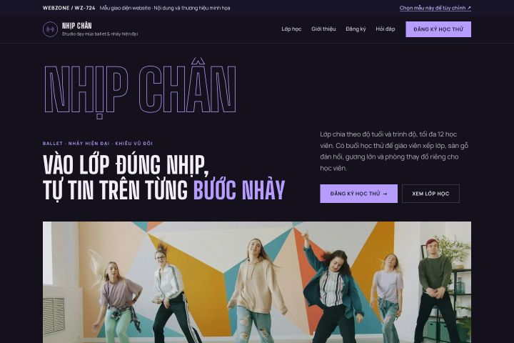 Mẫu giao diện studio dạy múa & nhảy WZ-724