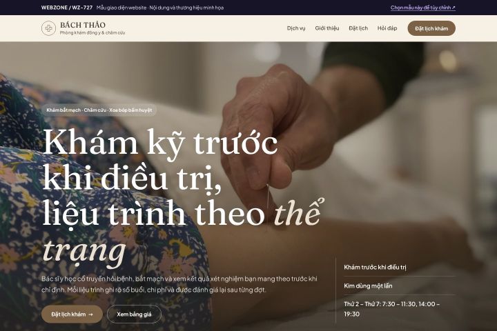 Mẫu giao diện phòng khám đông y & châm cứu WZ-727