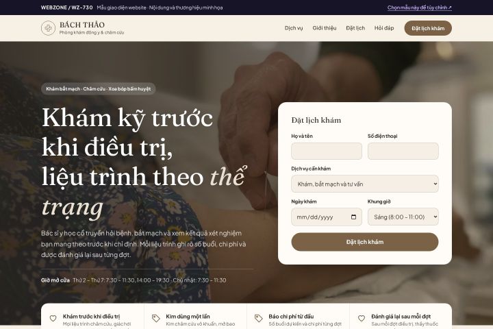 Mẫu giao diện phòng khám đông y & châm cứu WZ-730