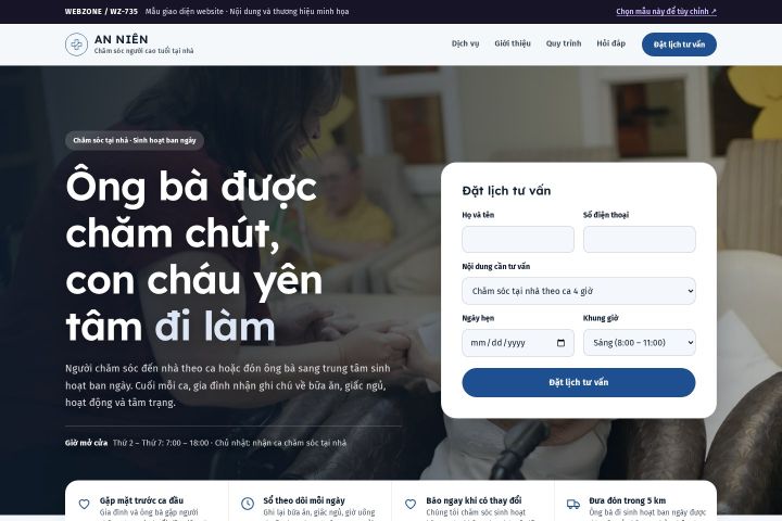 Mẫu giao diện chăm sóc người cao tuổi WZ-735