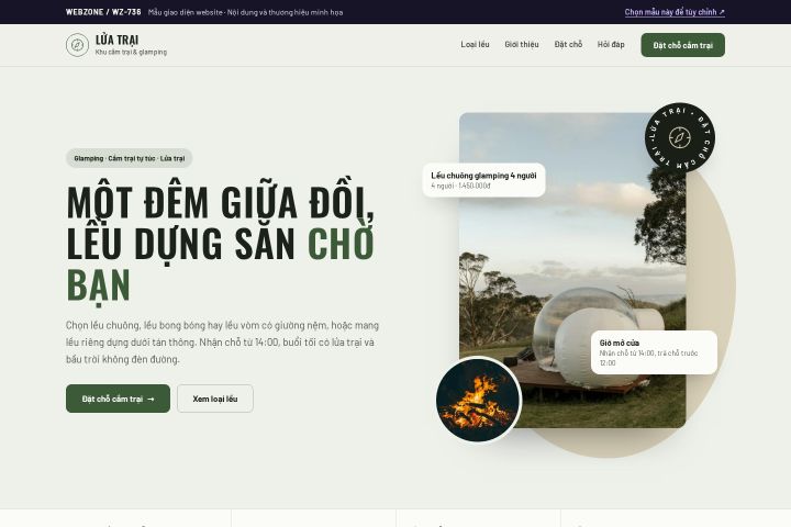 Mẫu giao diện khu cắm trại & glamping WZ-736