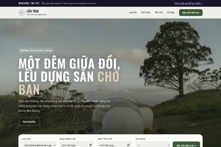 Mẫu giao diện khu cắm trại & glamping WZ-737