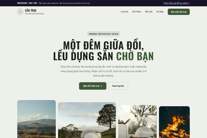 Mẫu giao diện khu cắm trại & glamping WZ-738