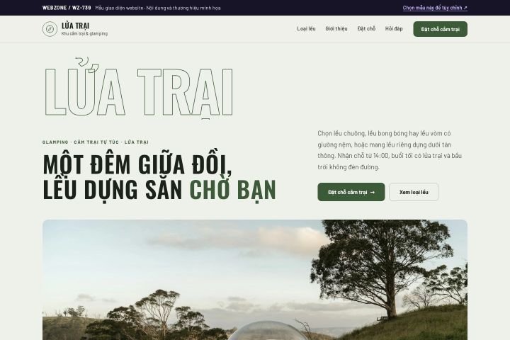 Mẫu giao diện khu cắm trại & glamping WZ-739