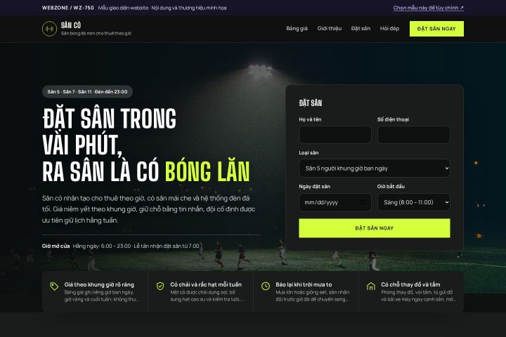 Mẫu giao diện sân bóng đá mini WZ-750