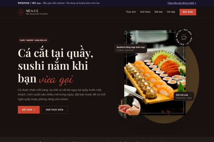 Mẫu giao diện nhà hàng sushi WZ-751