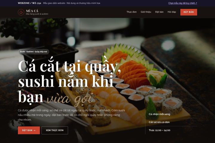 Mẫu giao diện nhà hàng sushi WZ-752